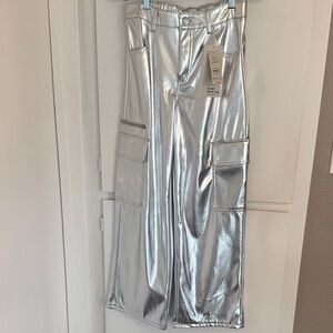 No Boundaries Silver Metallic Wide Leg Pants